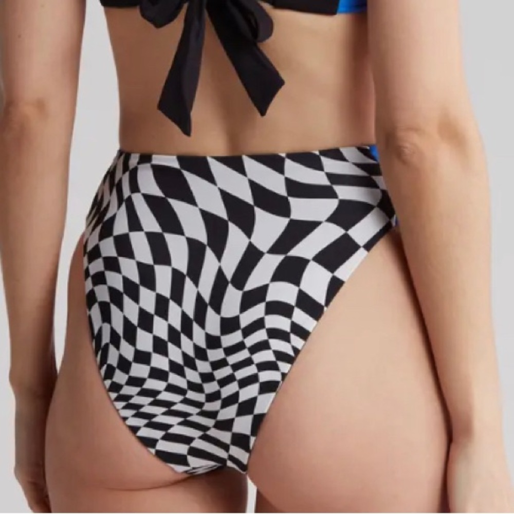 Hurley x nascar black and white bikini bottoms size large brand new